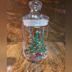 Vintage Christmas tree clear jar.